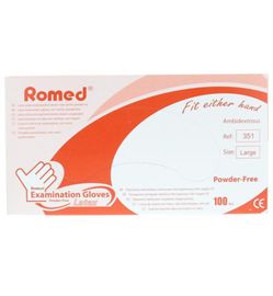 Romed Romed Latex handschoen niet steriel poedervrij L (100st)