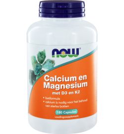 Now Now Calcium en Magnesium met D3 en K2 (180 capsules)