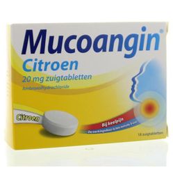 Mucoangin Mucoangin Citroen suikervrij (18 zuigtabletten)