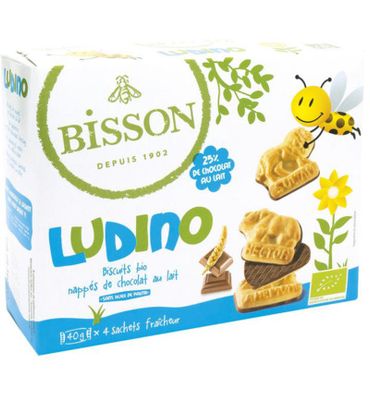 Bisson Ludino koekjes met melkchocolade 4 zakjes bio (160g) 160g