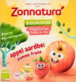 Zonnatura Zonnatura Knijpfruit Appel/Aardbei (4 X 85 gr)