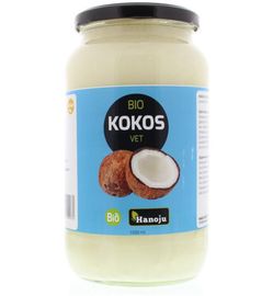 Hanoju Hanoju Kokosolie geurloos glasfles bio (1000 ml)