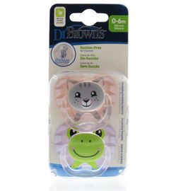 Dr. Brown's Dr Brown's Fopspeen prevent animal faces F1 roze (2st)