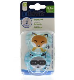 Dr Brown's Dr Brown's Fopspeen prevent animal faces F1 blauw (2 stuks)