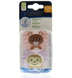 Dr. Brown's Dr Brown's Fopspeen prevent animal faces F2 roze (2st)