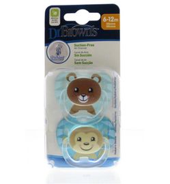 Dr Brown's Dr Brown's Fopspeen prevent animal faces F2 blauw (2 stuks)