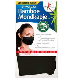 Lucovitaal Lucovitaal Bamboe Mondkapje Zwart - Verbeterd (1 stuk)