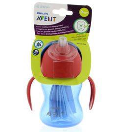 Avent Avent Rietjesbeker jongen blauwe beker met rood rand (200 ml)