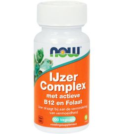 Now Now IJzer Complex met actieve B12 en folaat (100 vega capsules)