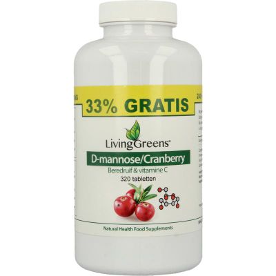 LivingGreens Cranberry D-mannose voordeelve rpakking (320tb) 320tb