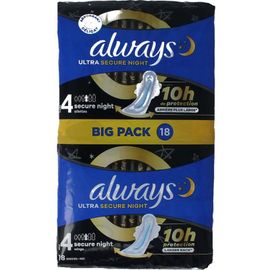 Always Always Maandverband Ultra Secure Night (18 stuks)