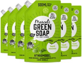 Marcel's Green Soap 6x Marcel's Green Soap Afwasmiddel Navulling Basilicum & Vetiver (500 ml)