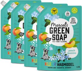 Marcel's Green Soap 4x Marcel's Green Soap Wasmiddel Kleur Peach & Jasmine Navulling (1000 ml)