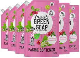 Marcel's Green Soap 6x Marcel's Green Soap Wasverzachter Patchouli & Cranberry Navulling (750 ml)