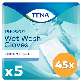 Tena 45x Tena Wet gloves cleans & care lotion no perfume (5 stuks)