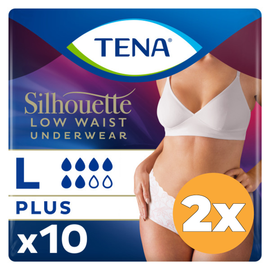Tena 2x Tena Silhouette Plus Blanc - Lage Taille L (10 stuks)