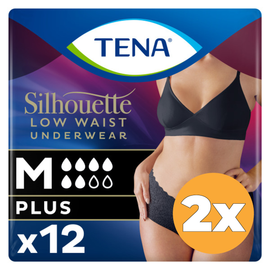 Tena 2x Tena Silhouette Plus Noir - Lage Taille M (12 stuks)