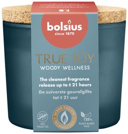 Bolsius Bolsius Geurglas met kurk 66/83 True Joy Woody Wellness (1 stuk)