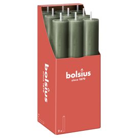Bolsius Bolsius Rustiek tafelkaars XL Fresh Olive (9 stuks)