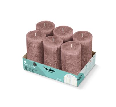 Bolsius Stompkaars Rustiek 130/68 Tray 6 Suede Bruin (1 stuk) 1 stuk