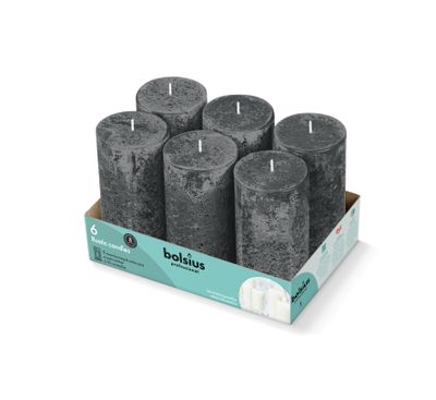 Bolsius Stompkaars Rustiek 130/68 Tray 6 Stormgrijs (1 stuk) 1 stuk