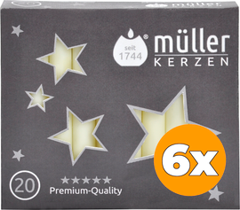 Müller Kerzen 6x Müller Kerzen Kerstboomkaars Ivoor (20 stuks)