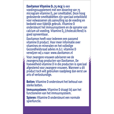 Davitamon Vitamine D3 75Mcg (75 tabletten) 75 tabletten