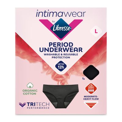 Libresse IntimaWear Wasbaar Menstruatie Ondergoed Zwart L (1 stuk) 1 stuk