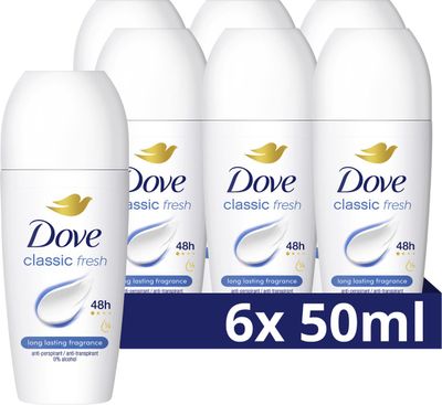6x Dove W Classic Deodorant Roll-On (50 ml) 6 x 50 ml