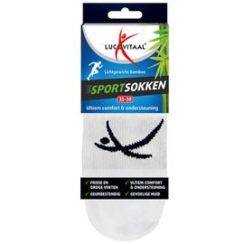 Lucovitaal Lucovitaal Bamboe Sportsokken Wit 35-38 (1 paar)