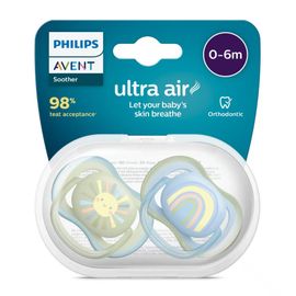 Avent Avent Fopspeen 0-6M Ultra Air Zon/Regenboog Boy (2 stuks)