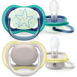 Avent Avent Fopspeen 6-18M Ultra Air Day And Night Grijs/Blauw Ster (2 stuks)