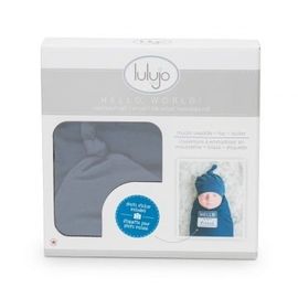 Lulujo Lulujo Hello World Swaddle&Hat | Navy (1 set)