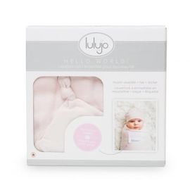 Lulujo Lulujo Hello World Swaddle&Hat | Pink (1 set)