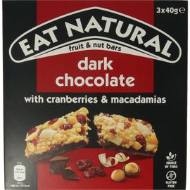 Eat Natural Eat Natural Pure Chocolate Cranberry Macadamia 3 x 40 gr (120 gr)