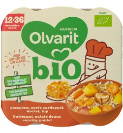Koopjes Drogisterij Olvarit Pompoen zoete aardappel kip 12M211 bio (230g) aanbieding