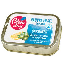Pleniday Pleniday Sardines in olijfolie citroen zoutarm bio (115g)