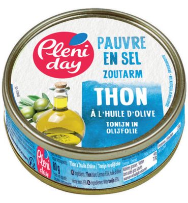 Pleniday Tonijn in olijfolie zoutarm bio (80g) 80g