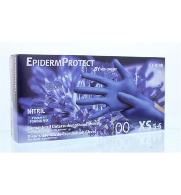 Epidermprotect Nitriel onderzoekhandschoen poedervrij XS blauw (100st) 100st