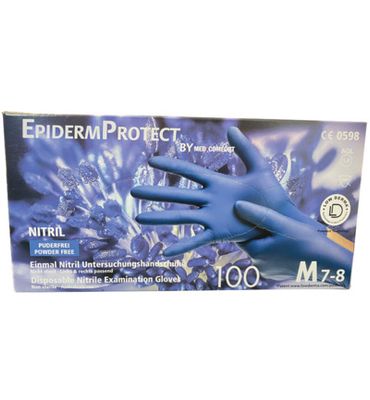 Epidermprotect Nitriel onderzoekhandschoen poedervrij M blauw (100st) 100st