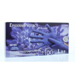 Epidermprotect Epidermprotect Nitriel onderzoekhandschoen poedervrij L blauw (100st)