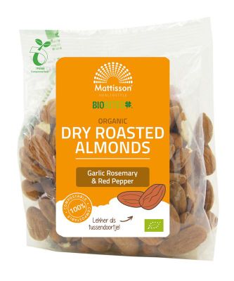 Mattisson Organic roasted almonds garlic rosem & red pep bio (175g) 175g
