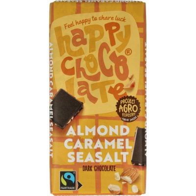 Happy Chocolate Puur amandel karamel zeezout b io (100g) 100g