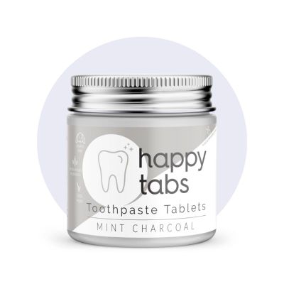 Happy Tabs Tandpasta tabletten mint charc oal fluoridevrij (80tb) 80tb
