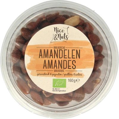 Nice & Nuts Amandelen bruin gezouten geroo sterd bio (160g) 160g