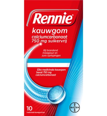 Rennie Kauwgom suikervrij 750mg 10stk null