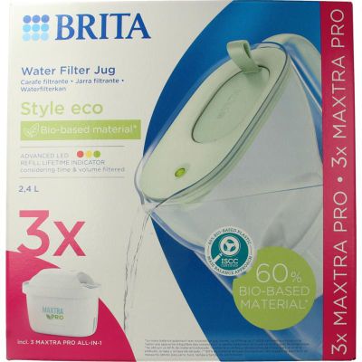 Brita Waterfilterbundel cool powder green + 3 filters (1st) 1st