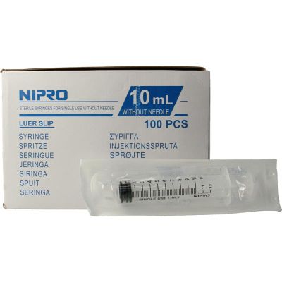 Nipro Injectiespuit luer 10ml 3-deli g (100st) 100st