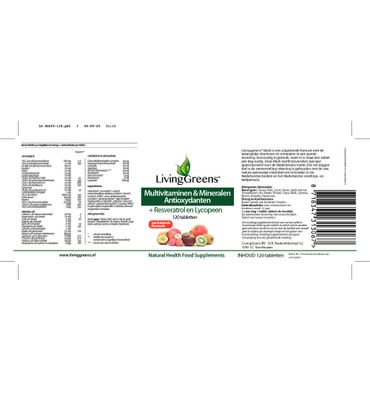 LivingGreens Multi vitaminen & mineralen antioxidant (120tb) 120tb