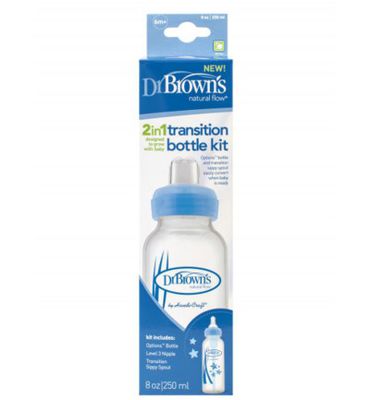 Dr Brown's Options+ overgangsfles smalle hals blauw 250ml (1st) 1st
